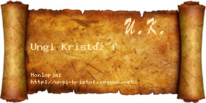 Ungi Kristóf névjegykártya